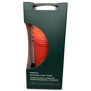 Starbucks 2019 Holiday Reusable Grande Hot Cups 6 Pack With Lids Christmas Reds